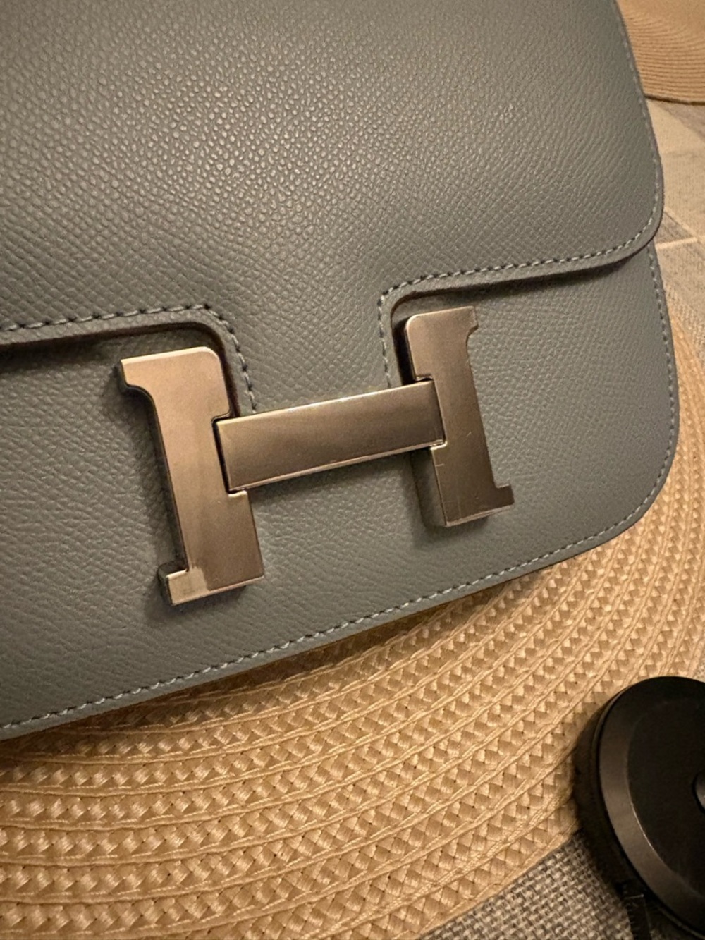 Blue Leather Constance Crossbody Bag with Silver Hardware - Picture 9 of 11